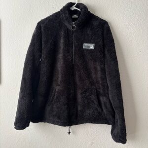New Balance Black Faux Fur Black 1/4 Zip Pullover Size L